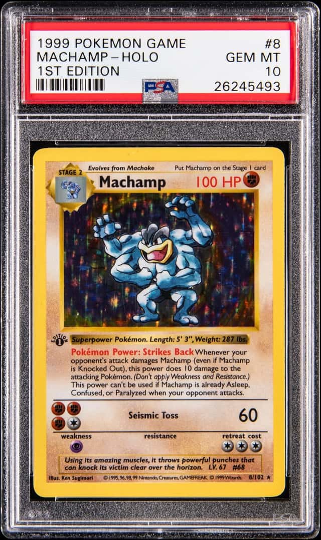 1999 Pokemon Base Set 1st Edition Holo #8 Machamp - PSA GEM MT 10