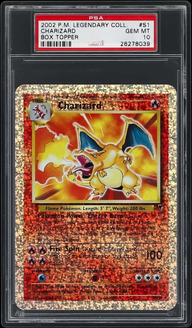 2002 Pokemon Legendary Collection Box Topper #S1 Charizard - PSA GEM MT 10