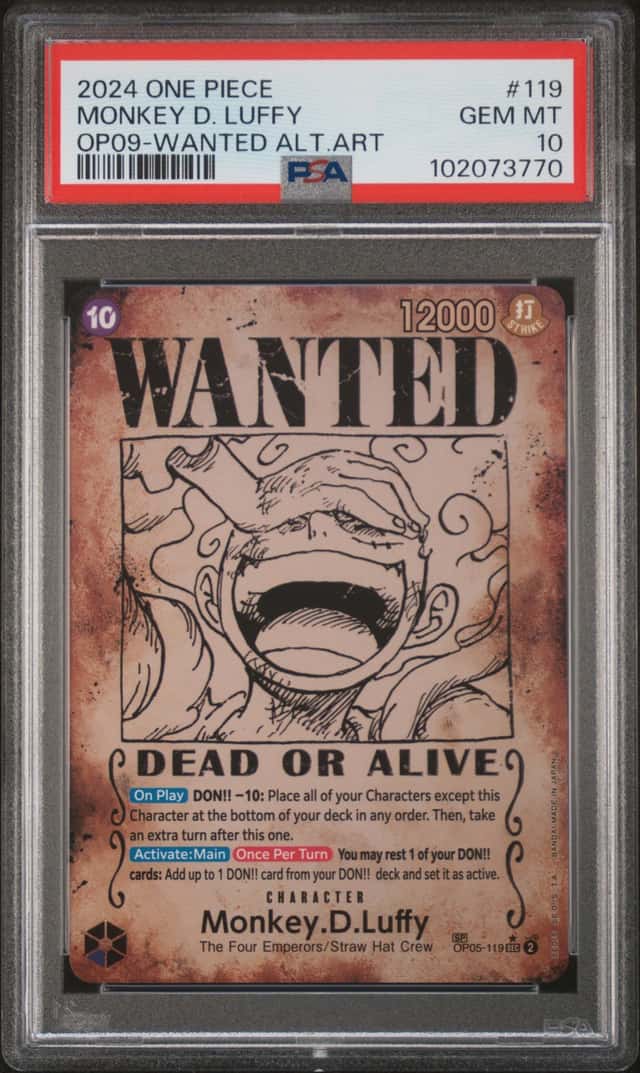 2024 One Piece OP09 En Wanted Alternate Art #119 Monkey D. Luffy PSA 10 GEM MINT