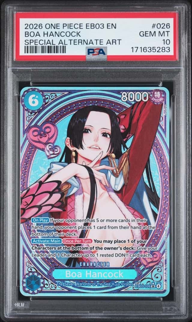 2026 ONE PIECE EB03 HEROINES EDITION SPECIAL ALTERNATE ART BOA HANCOCK PSA 10