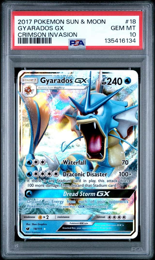 Pokemon Cards PSA 10 GEM MT Gyarados Gx Crimson Invasion S&M 2017 Rare 18/111