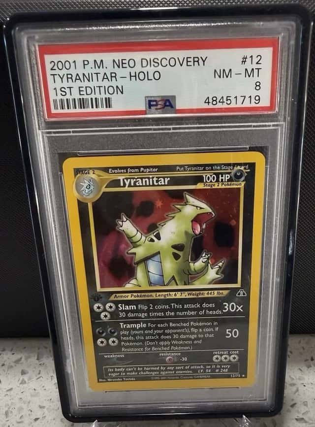 2001 Pokemon Neo Discovery Tyranitar Holo 1st Edition 12/75 PSA 8