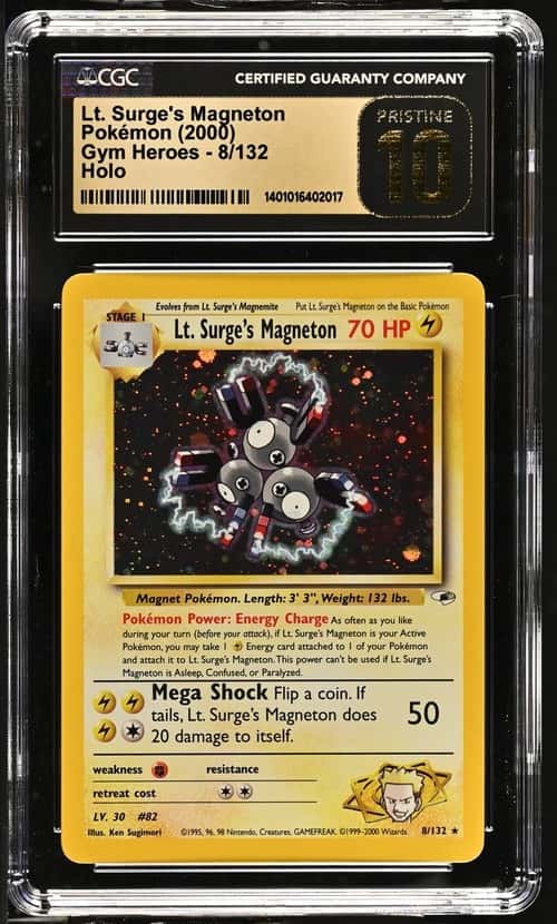 2000 Pokemon Gym Heroes #8/132 Lt. Surge's Magneton Holo CGC 10 PRISTINE