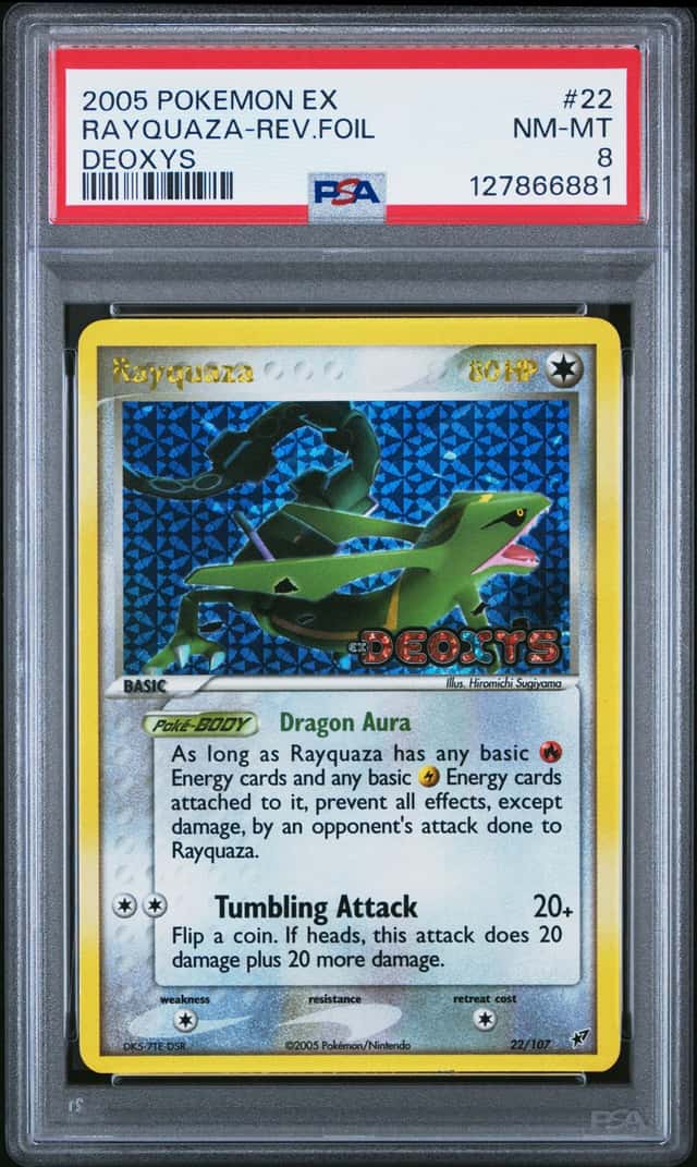 2005 Pokemon Ex Deoxys #22 Rayquaza Reverse Holo Foil PSA 8 NM-MT
