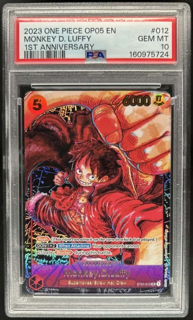 2023 One Piece 1st Anniversary OP05 Monkey D. Luffy Super Rare #ST01-012 PSA 10