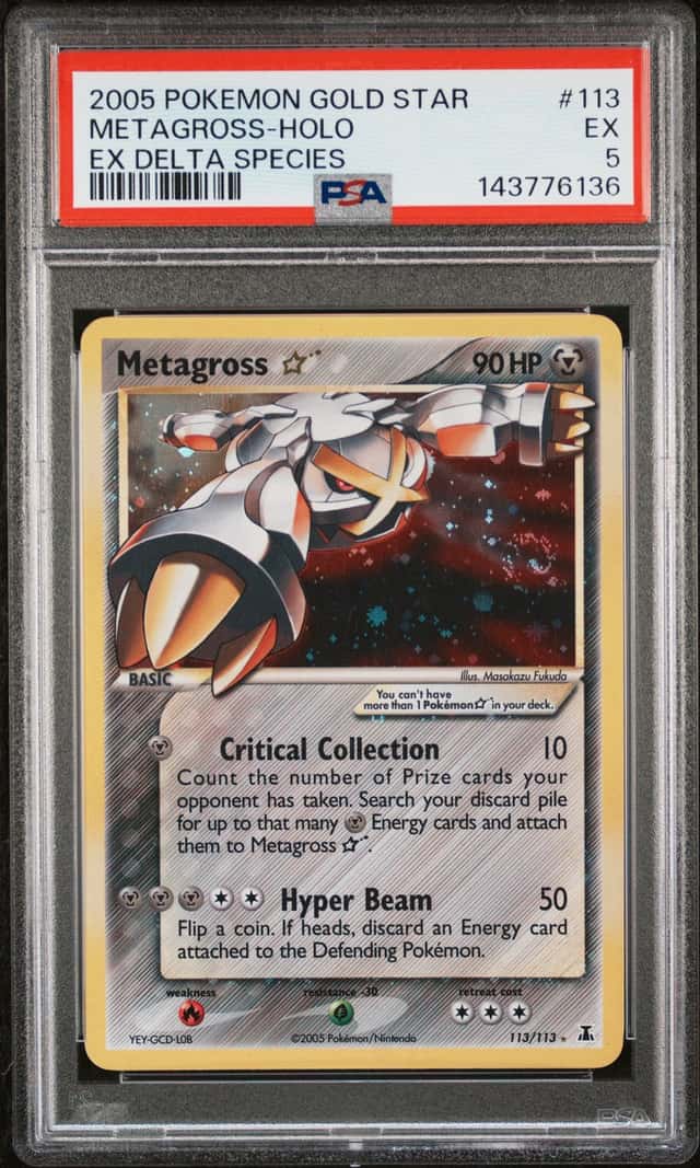 2005 Pokemon Gold Star EX Delta Species #113 Metagross Holo PSA 5 EX