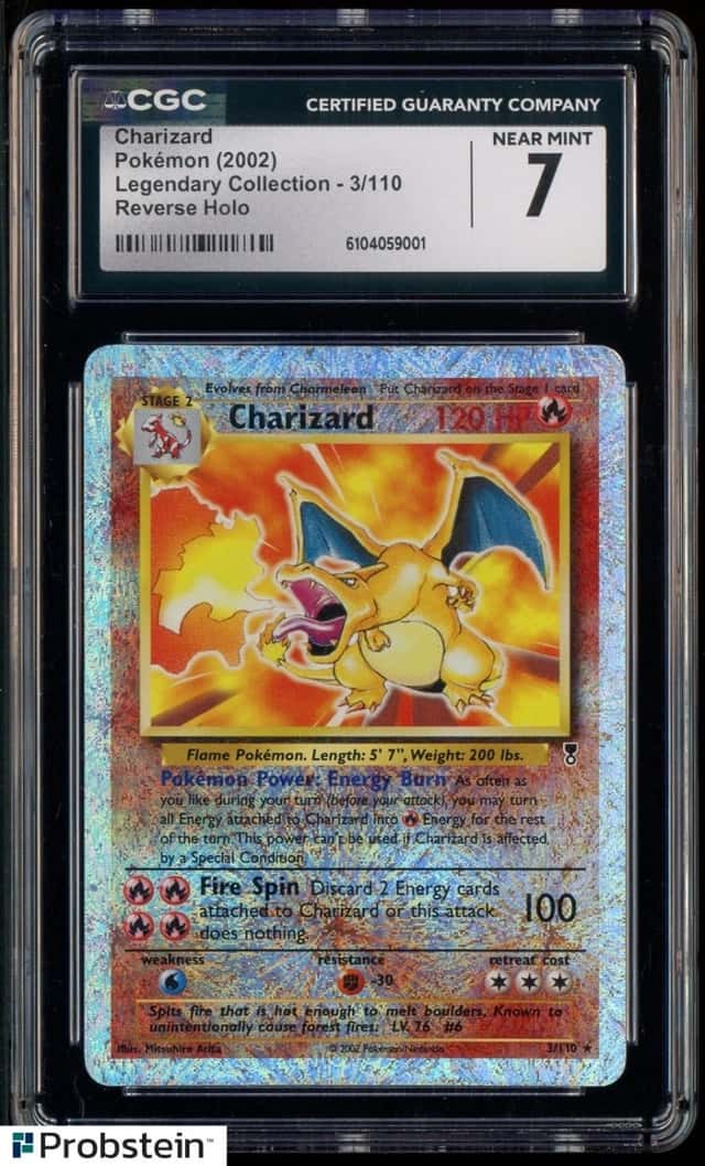 2002 Pokemon Legendary Collection #3 Charizard Reverse Holo Foil CGC 7 NM