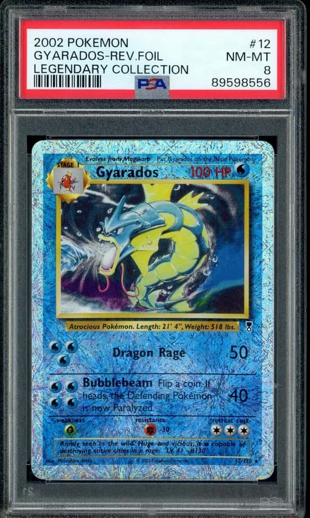 2002 POKEMON LEGENDARY COLLECTION #12 GYARADOS REVERSE HOLO FOIL PSA 8
