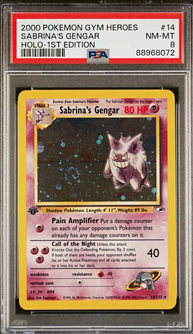 Nintendo Pokemon TCG 2000 Gym Heroes Sabrina's Gengar 14/132 Holo 1st Ed PSA 8