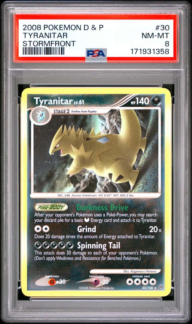 2008 POKEMON DIAMOND & PEARL STORMFRONT #30 TYRANITAR STORMFRONT PSA 8
