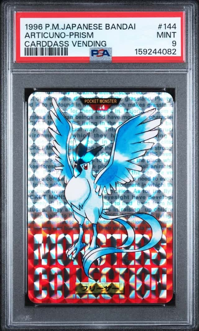 1996 POKEMON JAPANESE BANDAI CARDDASS VENDING #144 ARTICUNO-PRISM PSA 9