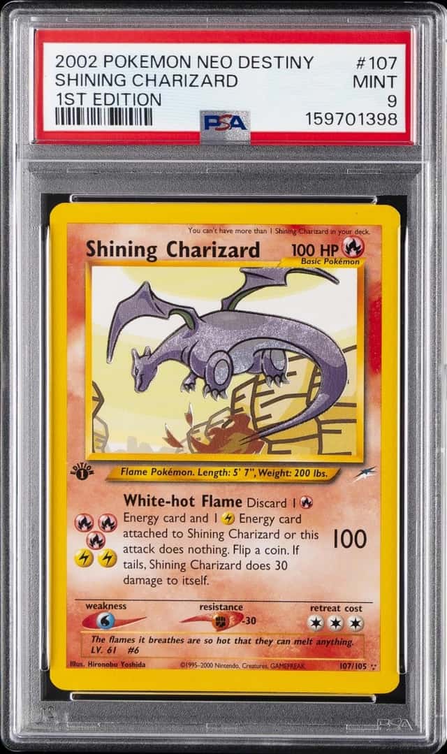2002 POKEMON NEO DESTINY 1ST EDITION #107 SHINING CHARIZARD PSA 9