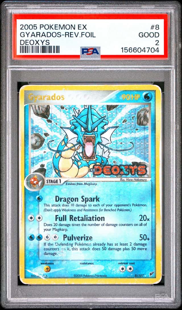 2005 POKEMON EX DEOXYS #8 GYARADOS-REVERSE FOIL PSA 2