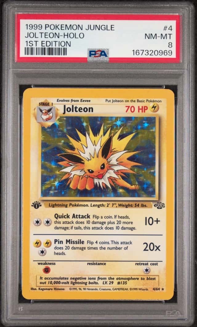 1999 POKEMON JUNGLE 1ST EDITION #4 JOLTEON-HOLO PSA 8