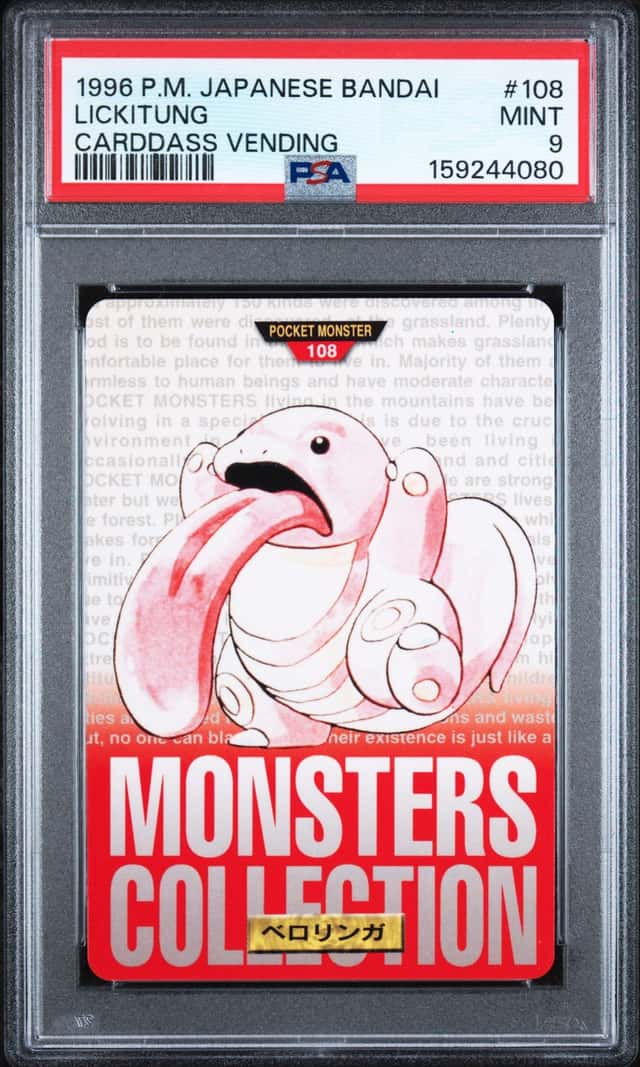 1996 POKEMON JAPANESE BANDAI CARDDASS VENDING #108 LICKITUNG PSA 9