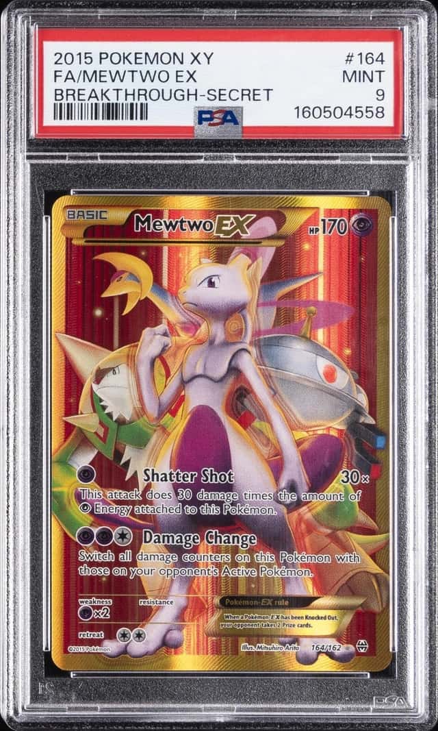 2015 POKEMON XY BREAKTHROUGH SECRET #164 FULL ART/MEWTWO EX PSA 9