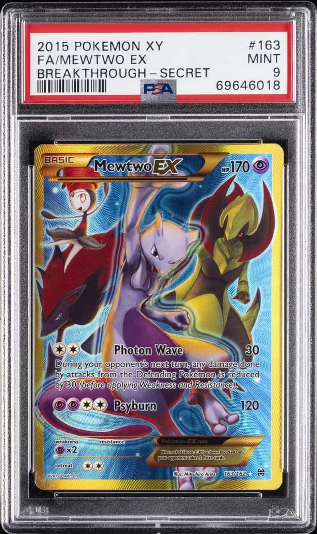 2015 POKEMON XY BREAKTHROUGH SECRET #163 FULL ART/MEWTWO EX PSA 9