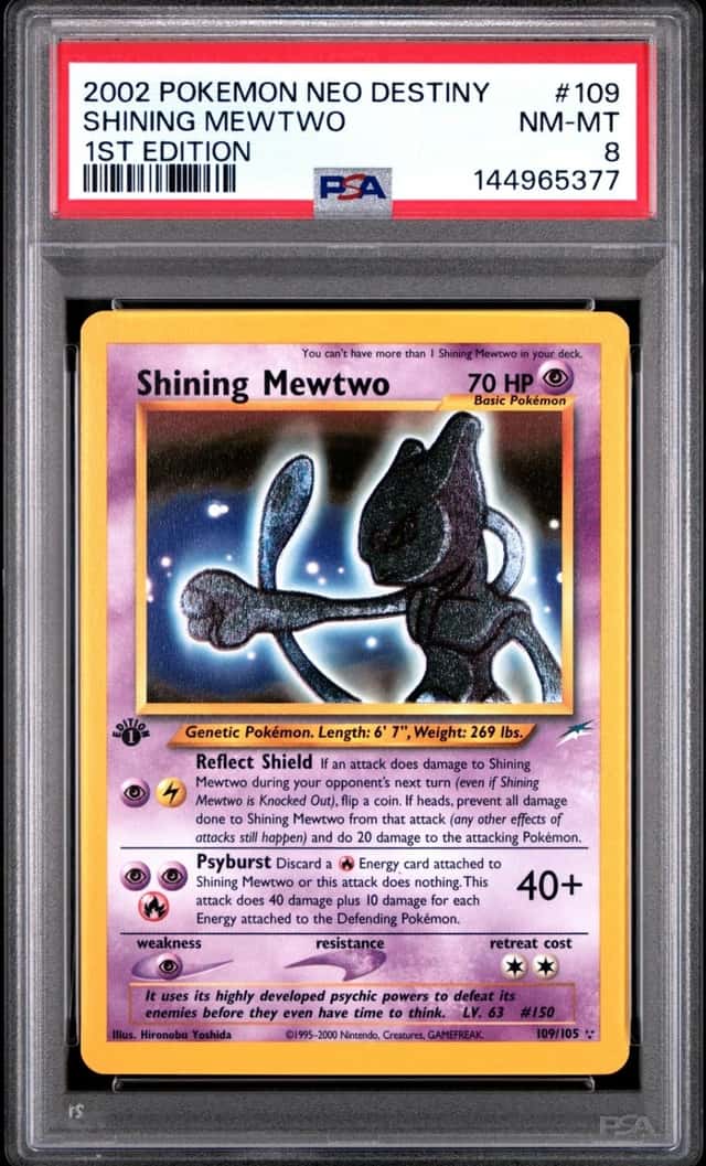 2002 POKEMON NEO DESTINY 1ST EDITION #109 SHINING MEWTWO PSA 8