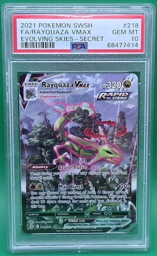 Pokemon Rayquaza VMAX Evolving Skies Secret Full Alt Art #218 PSA 10