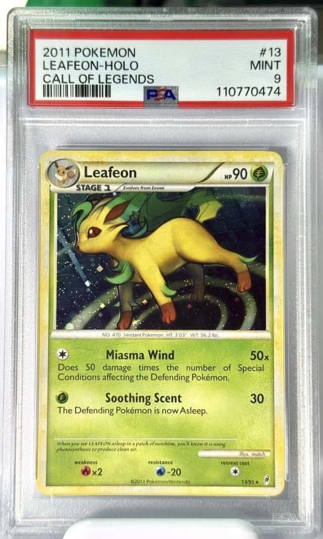 2011 Pokemon Leafeon Holo Rare Call of Legends 13/95 PSA 9 Mint