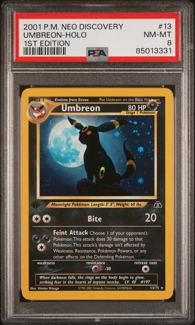 2001 POKEMON NEO DISCOVERY 1ST EDITION #13 UMBREON-HOLO PSA 8