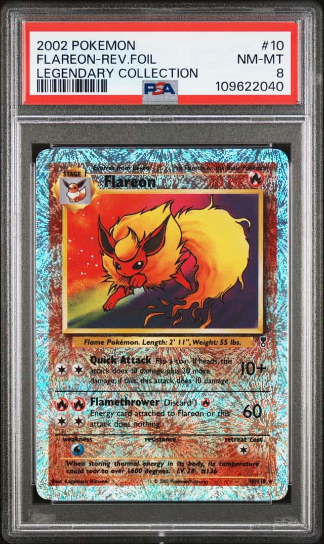 Flareon #10/110 Reverse Holo Legendary Collection Pokemon 2002 PSA 8