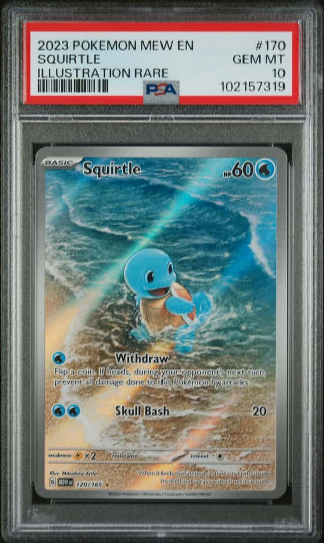 PSA 10 Pokémon TCG Squirtle 170/165 SV 151 Illustration Rare Holo Cert