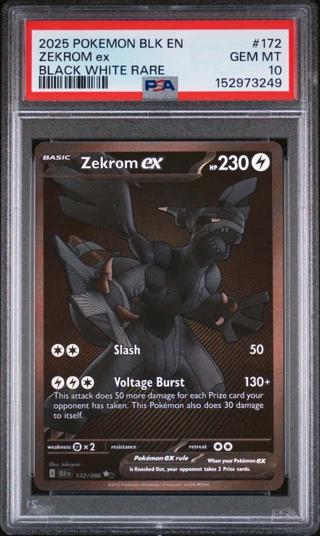 2025 POKEMON BLK EN-BLACK BOLT BLACK WHITE RARE #172 ZEKROM EX PSA 10