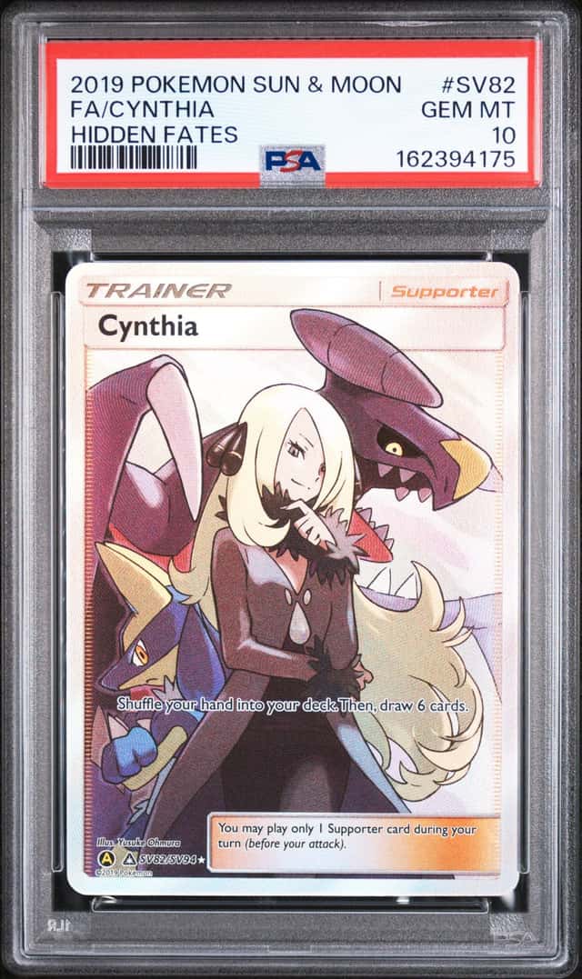 2019 POKEMON SUN & MOON HIDDEN FATES #SV82 FULL ART/CYNTHIA PSA 10