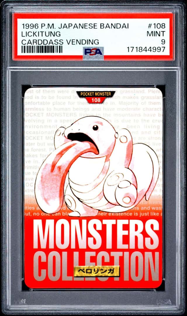 1996 POKEMON JAPANESE BANDAI CARDDASS VENDING #108 LICKITUNG PSA 9