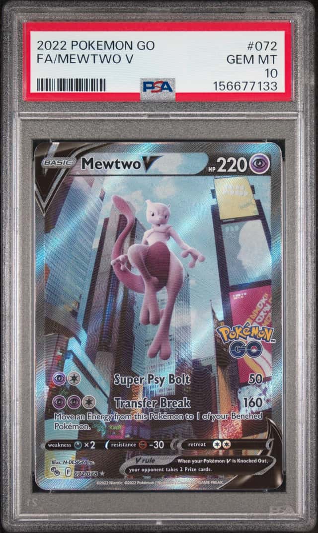 2022 POKEMON GO #072 FULL ART/MEWTWO V PSA 10
