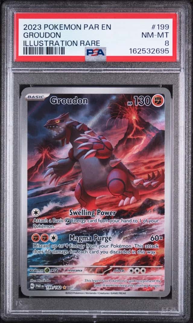 2023 POKEMON PAR EN-PARADOX RIFT ILLUSTRATION RARE #199 GROUDON PSA 8
