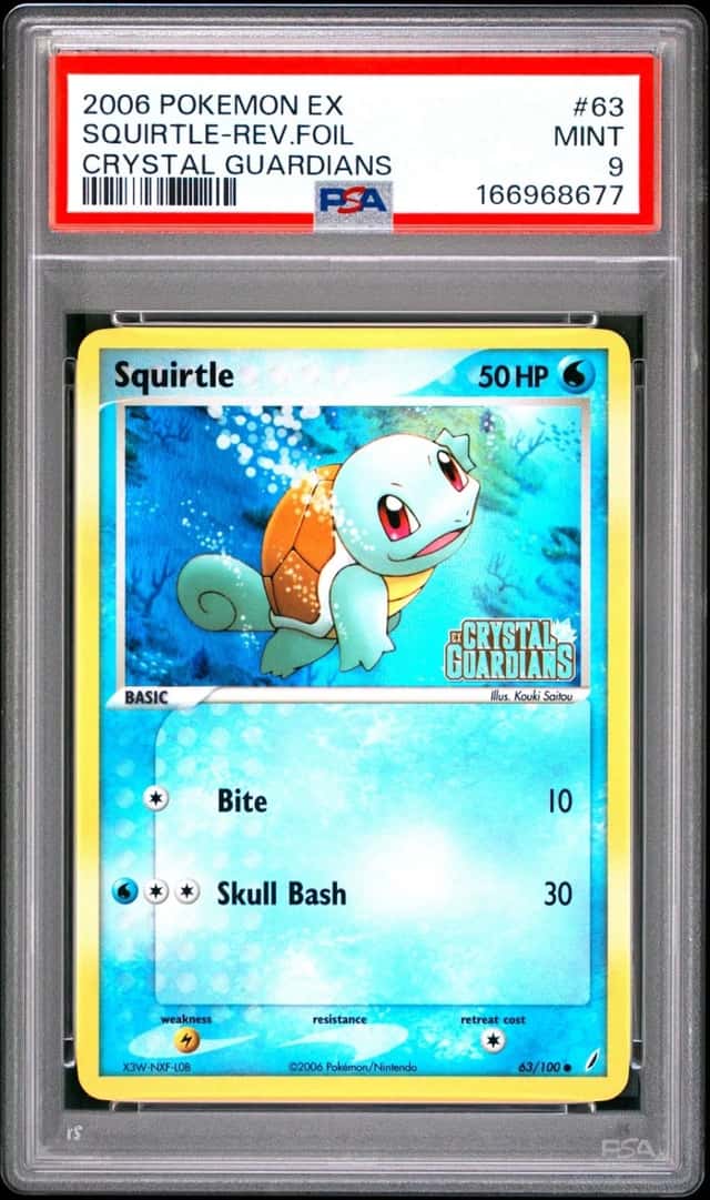 Pokemon Squirtle Reverse Holo Crystal Guardians 63/100 PSA 9 Mint