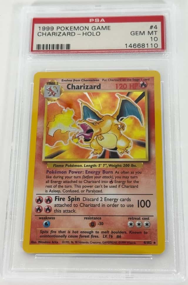 PSA 10 - Pokemon Charizard Holo #4/102 Base Set Unlimited Base Set