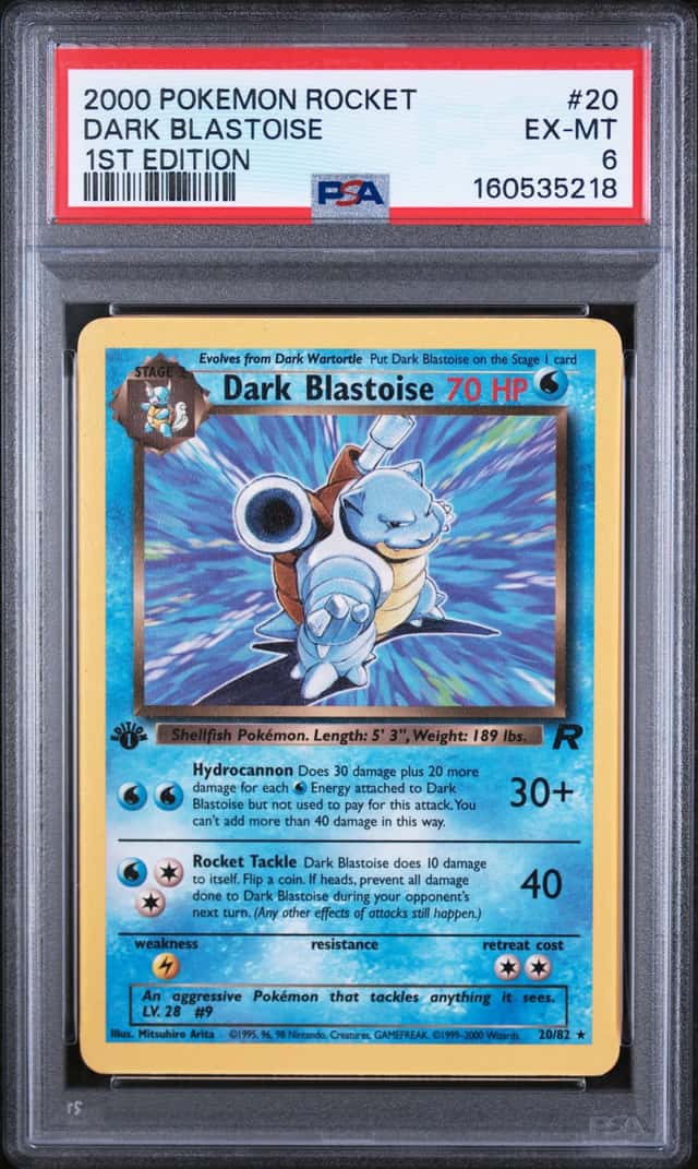 1st Edition PSA 6 2000 Pokemon TCG Team Rocket Dark Blastoise 20/82 Non Holo