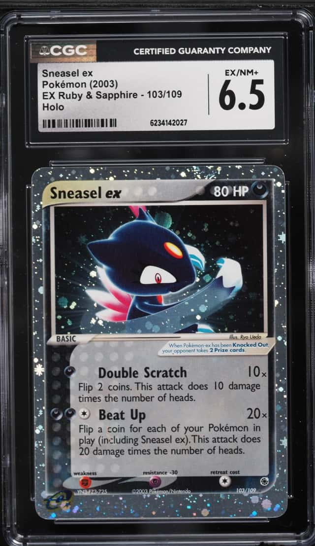 2003 Pokemon EX Ruby & Sapphire Holo Sneasel EX #103 CGC 6.5 EXMT+