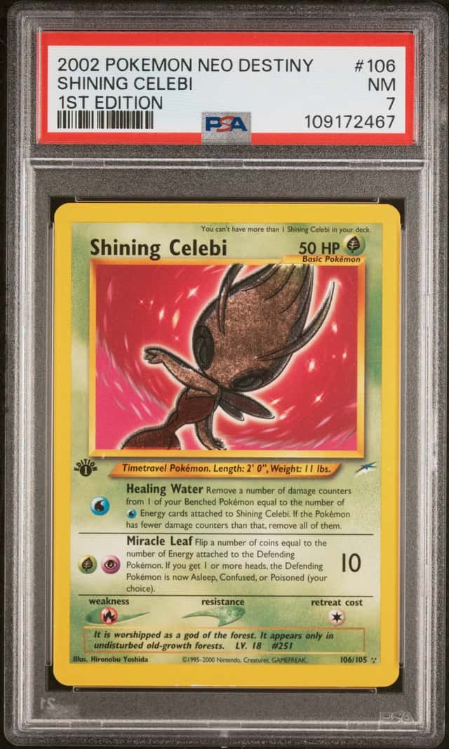 2002 Pokemon Neo Destiny 1st Edition Shining Celebi #106 PSA 7 NRMT