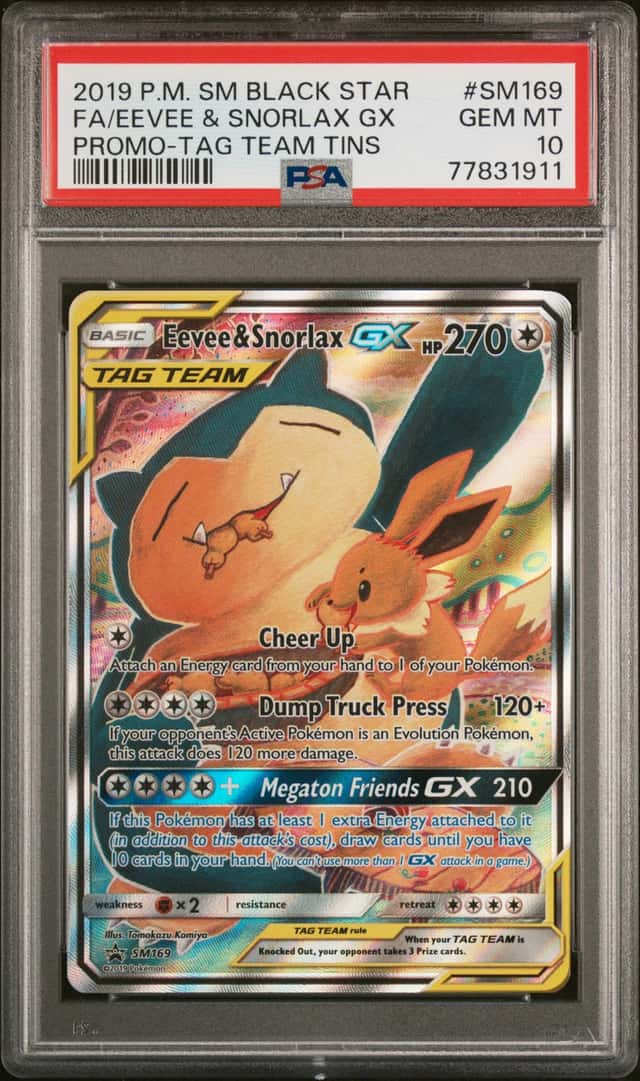 2019 Pokemon Sun and Moon Black Star Promo Tag Team Tins Eevee/Snorlax Gx #SM169