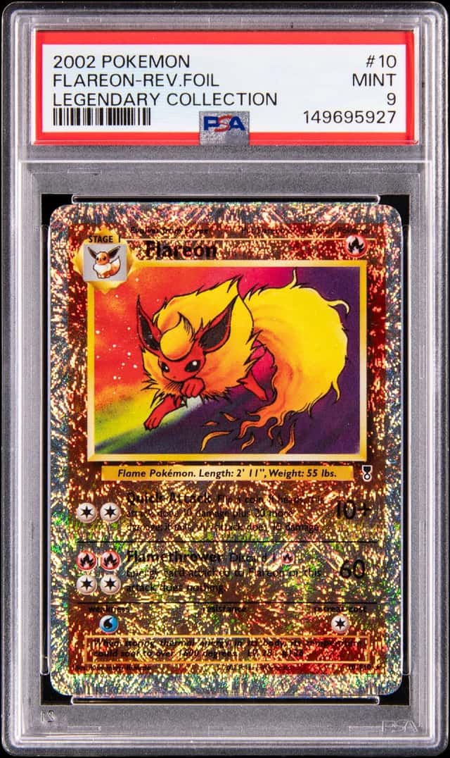 2002 Pokemon Legendary Collection Reverse Holo #10 Flareon - PSA MINT 9