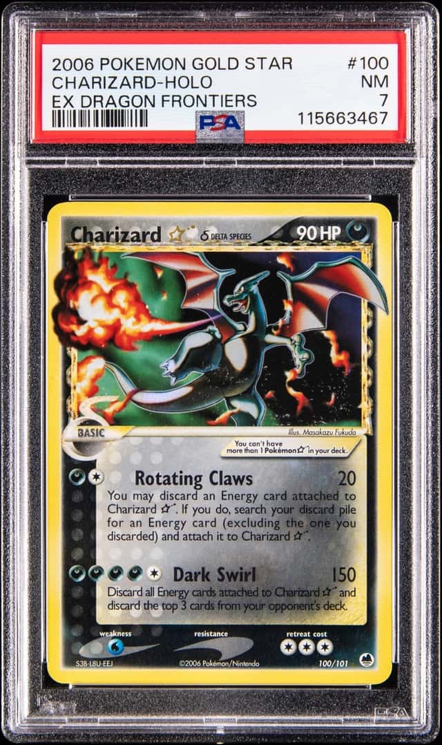 2006 Pokemon EX Dragon Frontiers Gold Star Holo #100 Charizard - PSA NM 7