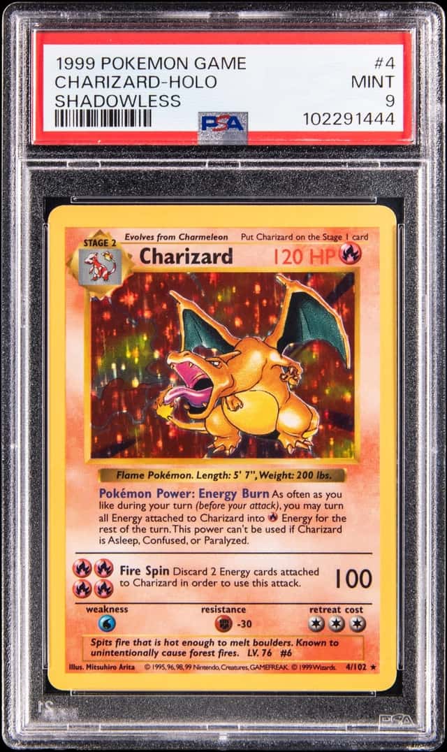 1999 Pokemon Base Set 1st Edition Shadowless Holo #4 Charizard - PSA MINT 9