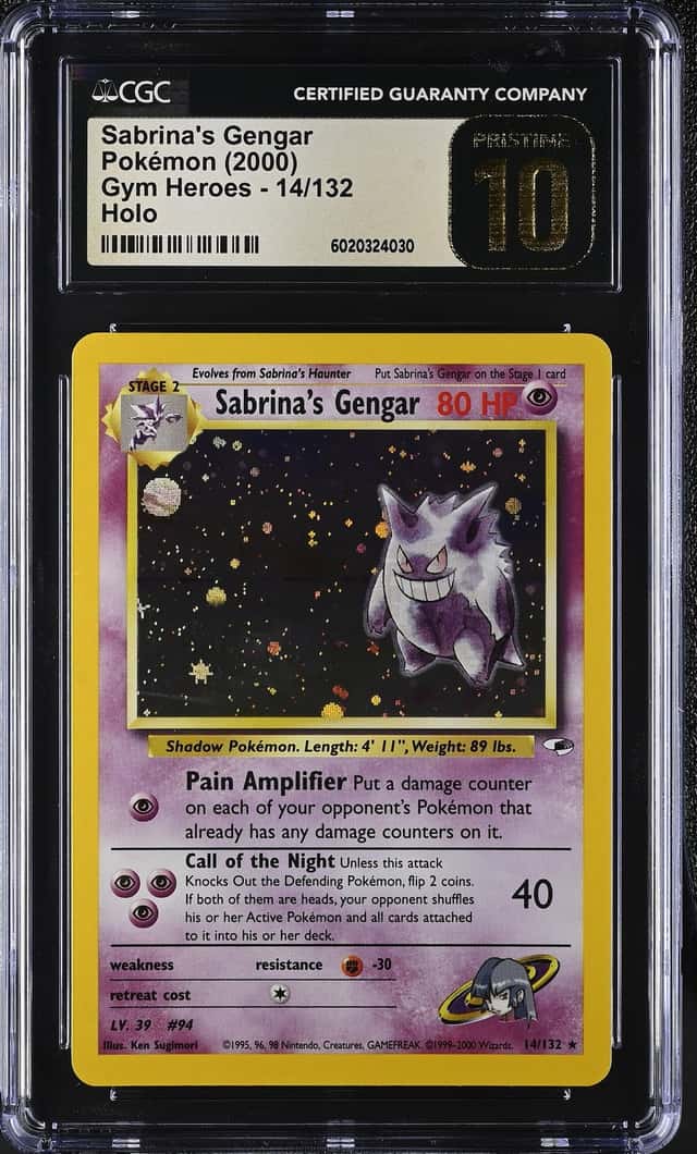 2000 Pokemon Gym Heroes Holo #14 Sabrina's Gengar - CGC PRISTINE 10 - Pop 8