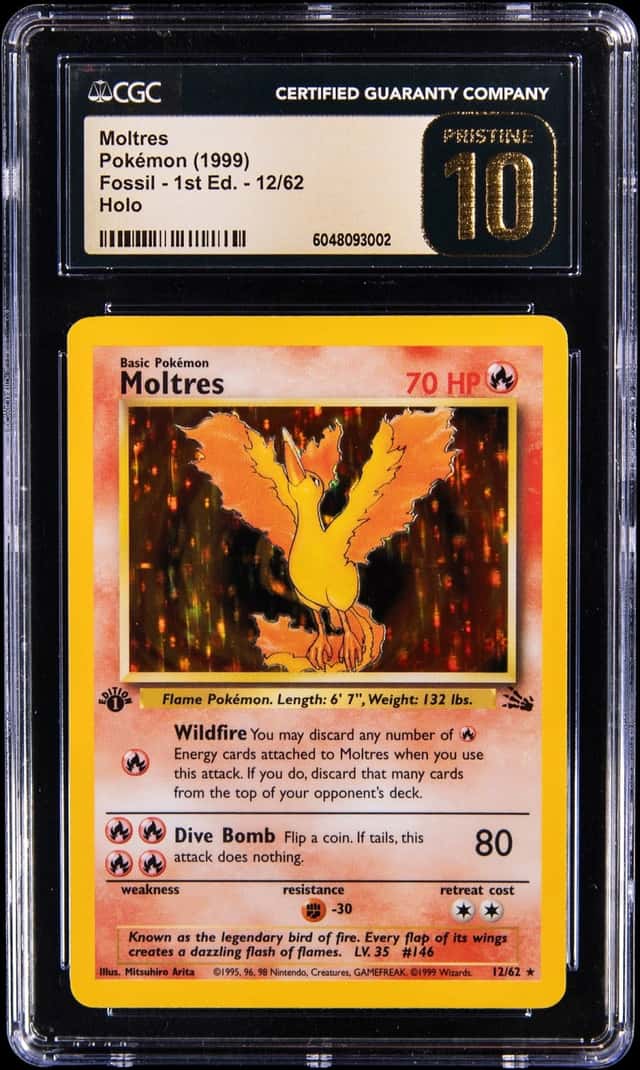1999 Pokemon Fossil 1st Edition Holo #12 Moltres - CGC PRISTINE 10