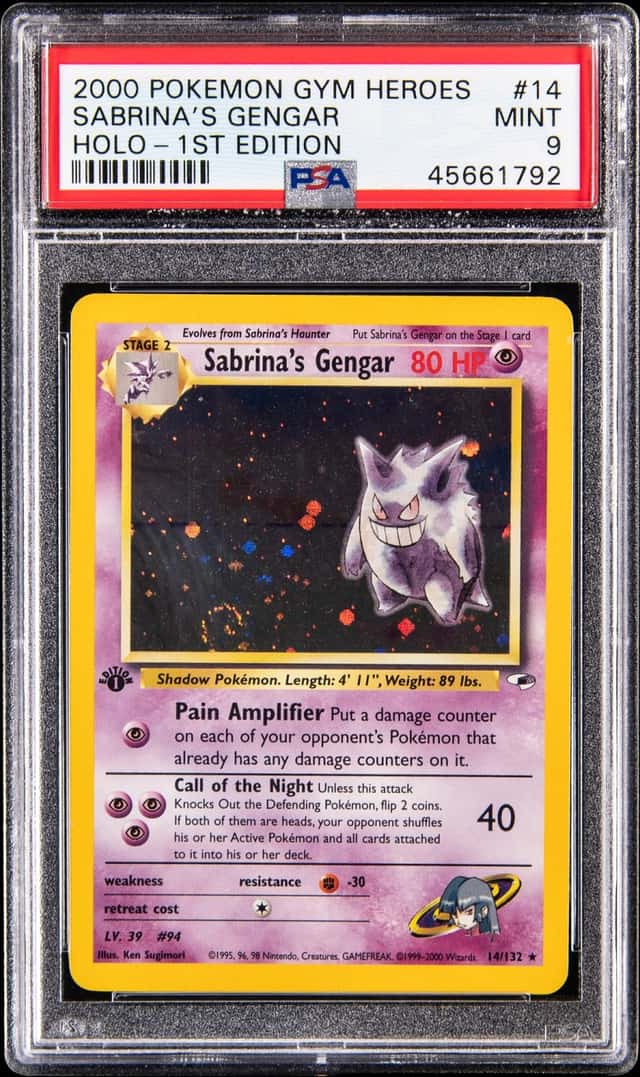 2000 Pokemon Gym Heroes 1st Edition Holo #14 Sabrina's Gengar - PSA MINT 9