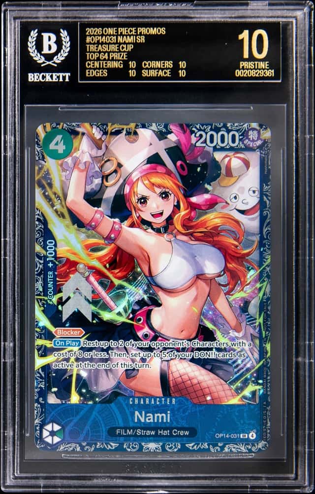 2026 One Piece Treasure Cup Promo Top 64 Prize #OP14-031 Nami - BGS PRISTINE/Black Label 10