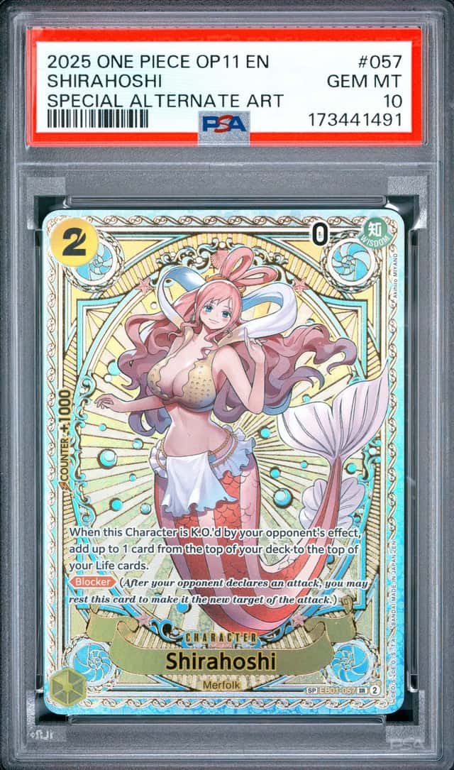2025 ONE PIECE A FIST OF DIVINE SPEED SPECIAL ALT ART #057 SHIRAHOSHI PSA 10