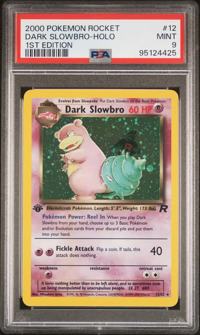 95124425 Dark Slowbro 2000 Pokemon Team Rocket First Edition #12/82 Holo PSA 9