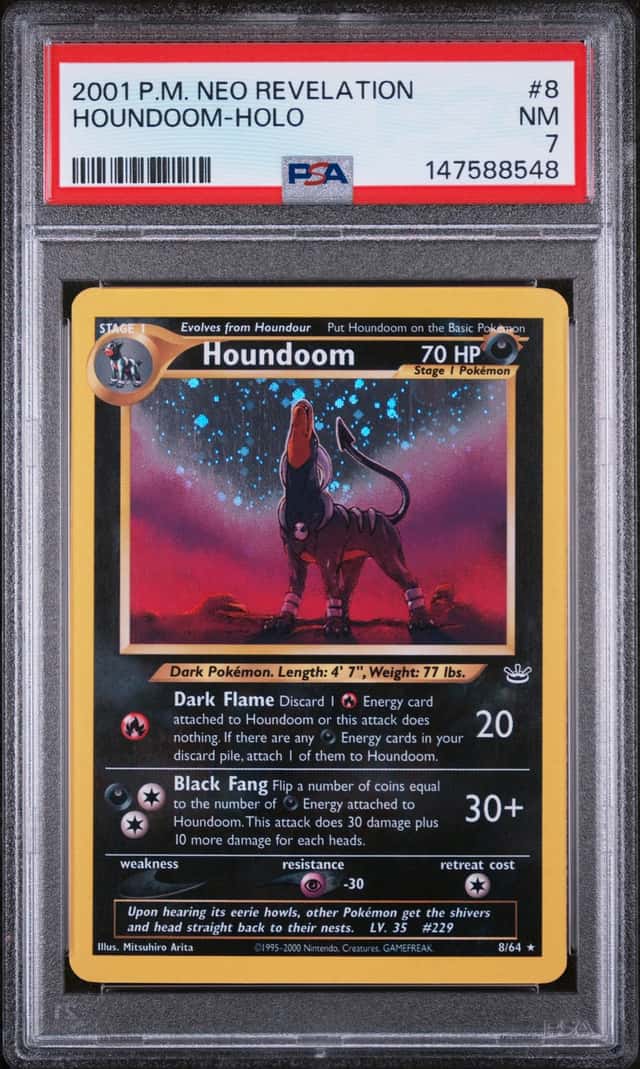 Pokemon 2001 Houndoom 8/64 Holo Rare Neo Revelation PSA 7