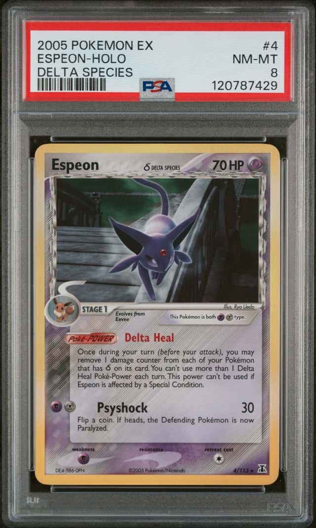 ESPEON 2005 POKEMON EX DELTA SPECIES 4/113 RARE HOLO PSA 8 Q0895