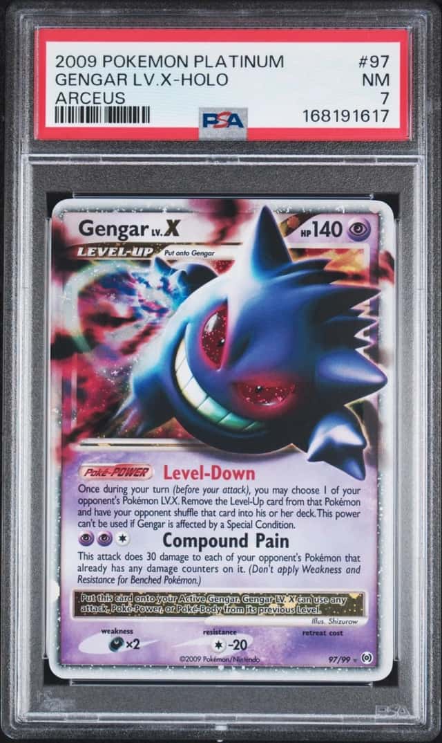 2009 POKEMON PLATINUM ARCEUS #97 GENGAR LV.X-HOLO PSA 7